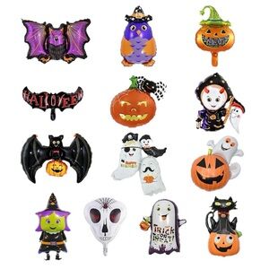 Mystery Halloween Foil Balloon Pack DESIGNS WILL VARY - Ghost Cat Witch Skull